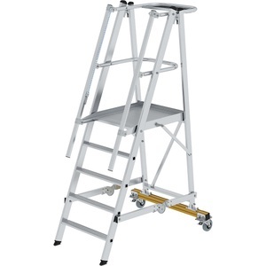 undefined, Alu-Plattformleiter, fahrbar mit 3-seitigem Plattformgeländer 5 Sprossen inkl. Plattform, MUNK Günzburger Steigtechnik 52305 Aluminium Plattformleiter Montage mit Werkzeug Arbeitshöhe (max.): 3.15 m