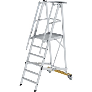 undefined, Alu-Plattformleiter, fahrbar mit 3-seitigem Plattformgeländer 6 Sprossen inkl. Plattform, MUNK Günzburger Steigtechnik 52306 Aluminium Plattformleiter Montage mit Werkzeug Arbeitshöhe (max.): 3.4 m