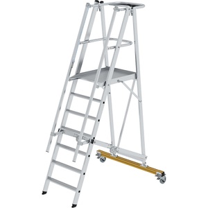 undefined, Alu-Plattformleiter, fahrbar mit 3-seitigem Plattformgeländer 7 Sprossen inkl. Plattform, MUNK Günzburger Steigtechnik 52307 Aluminium Plattformleiter Montage mit Werkzeug Arbeitshöhe (max.): 3.6 m