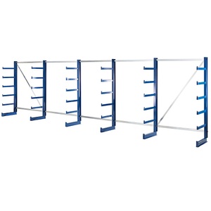 EUROKRAFT, EUROKRAFT Kragarmregal mit identischer Kragarm-Länge Regallänge 6750 mm einseitig, enzianblau, eurokraft pro Kragarmregal mit identischer Kragarm-Länge, Regallänge 6750 mm, einseitig, enzianblau