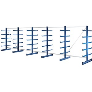 EUROKRAFT, EUROKRAFT Kragarmregal mit identischer Kragarm-Länge Regallänge 6750 mm zweiseitig, enzianblau, eurokraft pro Kragarmregal mit identischer Kragarm-Länge, Regallänge 6750 mm, zweiseitig, enzianblau