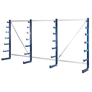 EUROKRAFT, EUROKRAFT Kragarmregal mit nach oben verjüngender Kragarm-Länge Regallänge 4050 mm einseitig, enzianblau, eurokraft pro Kragarmregal mit nach oben verjüngender Kragarm-Länge, Regallänge 4050 mm, einseitig, enzianblau