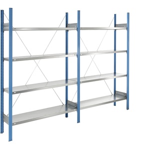 EUROKRAFT, EUROKRAFT Fachboden-Steckregal, blau / verzinkt Regalhöhe 2000 mm, Fachbodenbreite 1215 mm Anbauregal, Fachbodentiefe 350 mm, eurokraft pro Fachboden-Steckregal, blau / verzinkt, Regalhöhe 2000 mm, Fachbodenbreite 1215 mm, Anbauregal, Fachbodentiefe 350 mm