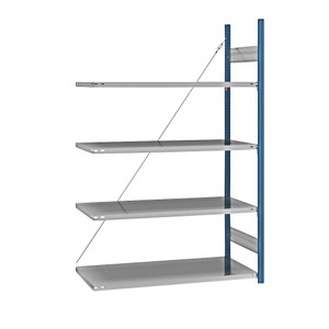 EUROKRAFT, EUROKRAFT Fachboden-Steckregal, blau / verzinkt Regalhöhe 2000 mm, Fachbodenbreite 1215 mm Anbauregal, Fachbodentiefe 650 mm, eurokraft pro Fachboden-Steckregal, blau / verzinkt, Regalhöhe 2000 mm, Fachbodenbreite 1215 mm, Anbauregal, Fachbodentiefe 650 mm