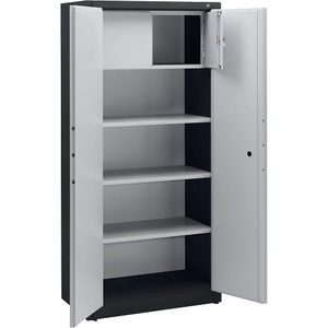 CP, CP Stahlschrank, feuergeschützt 3 Fachböden verstellbar, 1 Schließfach schwarzgrau / lichtgrau, C+P Feuergeschützter Stahlschrank, gemäß DIN 4102, HxBxT 1950 x 930 x 500 mm, schwarzgrau/lichtgrau, mit Schließfach