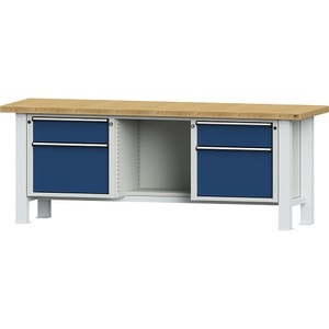 ANKE, ANKE Schwerlast-Werkbank, Plattenbreite 2250 mm, mit 2 Schubladen und 2 Flügeltüren, Plattenstärke 50 mm, ANKE Schwerlast-Werkbank, Plattenbreite 2250 mm, mit 2 Schubladen und 2 Flügeltüren, Plattenstärke 50 mm