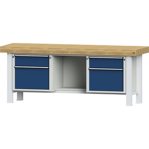 ANKE, ANKE Schwerlast-Werkbank, Plattenbreite 2250 mm, mit 2 Schubladen und 2 Flügeltüren, Plattenstärke 100 mm, ANKE Schwerlast-Werkbank, Plattenbreite 2250 mm, mit 2 Schubladen und 2 Flügeltüren, Plattenstärke 100 mm