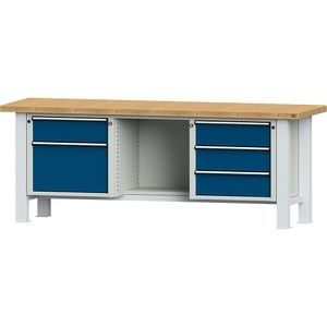 ANKE, ANKE Schwerlast-Werkbank, Plattenbreite 2250 mm, mit 4 Schubladen und 1 Flügeltür, Plattenstärke 50 mm, ANKE Schwerlast-Werkbank, Plattenbreite 2250 mm, mit 4 Schubladen und 1 Flügeltür, Plattenstärke 50 mm