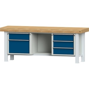ANKE, ANKE Schwerlast-Werkbank, Plattenbreite 2250 mm, mit 4 Schubladen und 1 Flügeltür, Plattenstärke 100 mm, ANKE Schwerlast-Werkbank, Plattenbreite 2250 mm, mit 4 Schubladen und 1 Flügeltür, Plattenstärke 100 mm