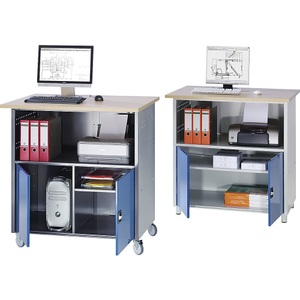 RAU, RAU PC-Tisch mit Mitteltrennwand anthrazit-metallic / enzianblau RAL 5010, RAU PC-Tisch, mit Mitteltrennwand, anthrazit-metallic / enzianblau RAL 5010