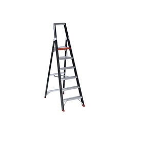 Altrex, Altrex Sicherheits-Stehleiter einseitig begehbar 6 Stufen inkl. Plattform, Stufenstehleiter Professional Topline, einseitig, Aluminium, 6 Stufen, schwarz