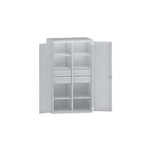 EUROKRAFTpro, EUROKRAFTpro Schwerlastschrank aus Stahl, 6 Fachböden, 4 Schubladen 180 mm hoch, lichtgrau/lichtgrau, eurokraft pro Schwerlastschrank aus Stahl, 6 Fachböden, 4 Schubladen 180 mm hoch, lichtgrau/lichtgrau