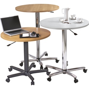 office akktiv, office akktiv Bistrotisch, höhenverstellbar Gestell schwarz Ahorn-Dekor, 