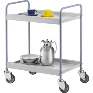 undefined, Beistellwagen, Stahlrohr pulverbeschichtet Tragfähigkeit 40 kg, 2 Etagen reinweiß RAL 9010, 4 Lenkrollen, Beistellwagen, Stahlrohr pulverbeschichtet, Tragfähigkeit 40 kg, 2 Etagen, reinweiß RAL 9010, 4 Lenkrollen