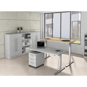 undefined, Aktenschrank Höhe 1270 mm, 2 Fachböden weiß, Hammerbacher Schrank 3FH SG 6550 Weiß 800 x 420 x 1.270 mm
