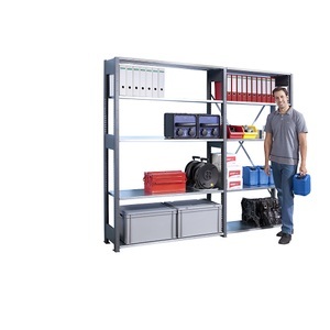 Lista, Lista Basis-Steckregal Regalhöhe 2500 mm, Boden-BxT 1000 x 400 mm Anbauregal, grau metallic, 