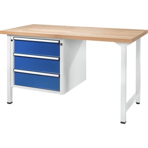 ANKE, ANKE Werkbank, stabil 3 Schubladen, Breite 1500 mm Universalplatte, ANKE Werkbank, Gestellbauweise Serie V, 3 Schubladen, Breite 1500 mm, Universalplatte