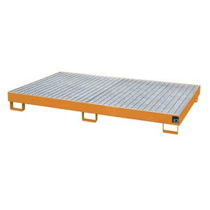 undefined, Regal-Bodenwanne 240 l Auffangvolumen, LxBxH 2150 x 1300 x 225 mm mit Gitterrost, orange lackiert, Regalbodenwanne, HxBxT 225 x 1.300 x 2.150 mm, Auffangvolumen 240 l, inkl. Gitterrost, gelborange
