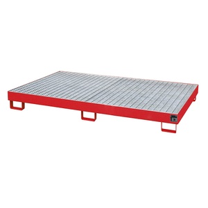 undefined, Regal-Bodenwanne 240 l Auffangvolumen, LxBxH 2150 x 1300 x 225 mm mit Gitterrost, rot lackiert, Regalwanne Typ RW/GR 2200-1, mit Gitterrost, rot RAL3000