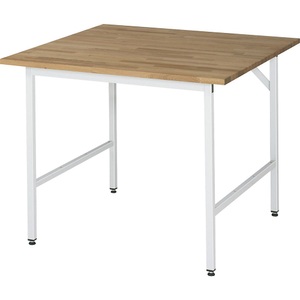 RAU, RAU Arbeitstisch, höhenverstellbar 800 - 850 mm, Buchenplatte massiv BxT 1000 x 1000 mm, lichtgrau, RAU Arbeitstisch, Buche-Platte, 1000 x 1000 x 800-850 mm