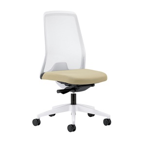interstuhl, interstuhl Operator-Drehstuhl EVERY, Netz-Rückenlehne weiß Gestell weiß, mit harten Rollen beige, Sitztiefe 430 mm, 