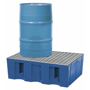 undefined, Auffangwanne aus PE Auffangvolumen 60 l, Boden- / Paletten-Wanne mit verzinktem Gitterrost, Auffangwanne für 60-Liter-Gebinde, HxBxT 235 x 725 x 525 mm, Gitterrost aus Stahl