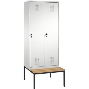 CP, CP EVOLO Garderobenschrank, mit Sitzbank 2 Abteile, Abteilbreite 400 mm lichtgrau, 