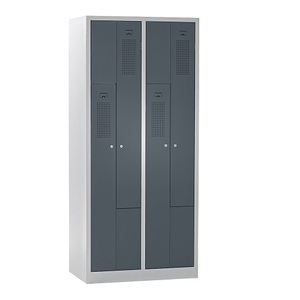 QUIPO, QUIPO Z-Schrank Breite 800 mm, 4 Abteile, 4 Türen Türfarbe Basaltgrau, Korpus lichtgrau, eurokraft basic Z-Spind Amsterdam, 2 Abteile, lichtgrau / basaltgrau, Breite 800 mm