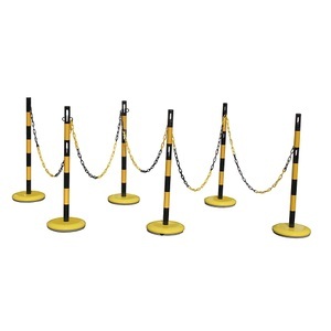 undefined, Absperrpfostenset mit 6 Pfosten, 15 m Kette gelb / schwarz, VISO Absperrpfostenset mit Kette, 6 Pfosten, 15 m Kette, gelb / schwarz