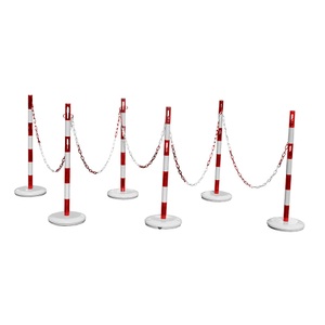 undefined, Absperrpfostenset mit 6 Pfosten, 15 m Kette rot / weiß, VISO Absperrpfostenset mit Kette, 6 Pfosten, 15 m Kette, rot / weiß
