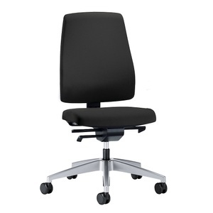 interstuhl, interstuhl Bürodrehstuhl GOAL, Rückenlehnenhöhe 530 mm Gestell brillantsilber, mit harten Rollen graphitschwarz, Sitztiefe 410 - 460 mm, 