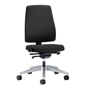 interstuhl, interstuhl Bürodrehstuhl GOAL, Rückenlehnenhöhe 530 mm Gestell brillantsilber, mit weichen Rollen graphitschwarz, Sitztiefe 410 mm, 