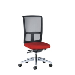 interstuhl, interstuhl Bürodrehstuhl GOAL AIR, Rückenlehnenhöhe 545 mm Gestell poliert, mit weichen Rollen feuerrot, Sitztiefe 410 mm, 