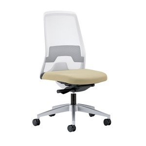 interstuhl, interstuhl Operator-Drehstuhl EVERY, Netz-Rückenlehne weiß Gestell brillantsilber, mit harten Rollen beige, Sitztiefe 430 mm, 