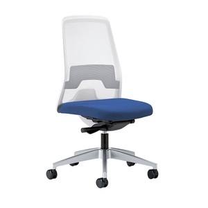 interstuhl, interstuhl Operator-Drehstuhl EVERY, Netz-Rückenlehne weiß Gestell brillantsilber, mit harten Rollen enzianblau, Sitztiefe 410 - 470 mm, 