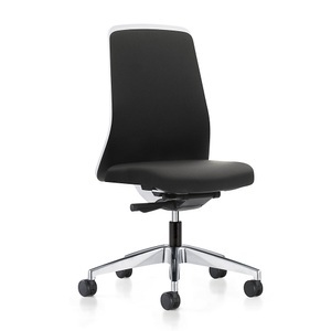 interstuhl, interstuhl Operator-Drehstuhl EVERY, Chillback-Rückenlehne weiß Gestell poliert, mit weichen Rollen graphitschwarz, Sitztiefe 430 mm, 