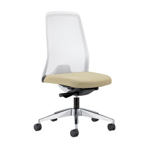interstuhl, interstuhl Operator-Drehstuhl EVERY, Netz-Rückenlehne weiß Gestell poliert, mit weichen Rollen beige, Sitztiefe 430 mm, 