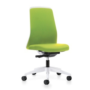interstuhl, interstuhl Operator-Drehstuhl EVERY, Chillback-Rückenlehne weiß Gestell weiß, mit weichen Rollen gelbgrün, Sitztiefe 410 - 470 mm, 
