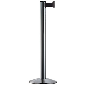 undefined, Gurtpfosten Aluminium, chrom Gurtfarbe Schwarz, Gurtpfosten aus Aluminium, Pfosten Chrom poliert, Auszug 2300 mm, Gurtfarbe Schwarz