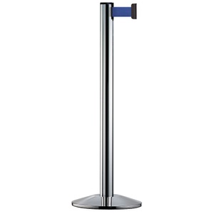 undefined, Gurtpfosten Aluminium, chrom Gurtfarbe Blau, Gurtpfosten aus Aluminium, Pfosten Chrom poliert, Auszug 2300 mm, Gurtfarbe Blau