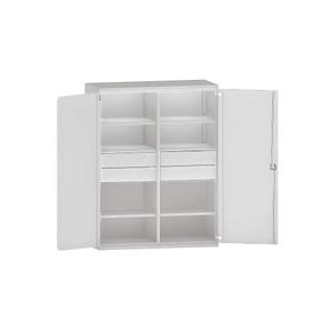 EUROKRAFTpro, EUROKRAFTpro Schwerlastschrank JUMBO aus Stahlblech, 6 Fachböden, 4 Schubladen 180 mm hoch, lichtgrau/lichtgrau, eurokraft pro Schwerlastschrank JUMBO aus Stahlblech, 6 Fachböden, 4 Schubladen 180 mm hoch, lichtgrau/lichtgrau