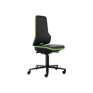 bimos, bimos NEON Arbeitsdrehstuhl, mit Rollen Sitzmaterial Kunstleder, ESD Flexband grün, bimos NEON Arbeitsdrehstuhl ESD, Rollen, Permanentkontakt, Kunstleder, Flexband grün