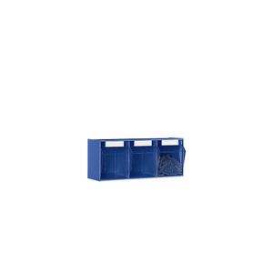 undefined, Klappkasten-System Gehäuse-HxBxT 240 x 600 x 197 mm 3 Kästen, blau, ab 10 Stk, Mehrkammer-Kleinteilelager MultiStore, Grösse 3, B 600 x T 163 x H 242 mm, Volumen 12,5 l, stapelbar, Polystyrol, blau/transp.