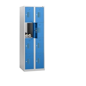 QUIPO, QUIPO Schließfachschrank mit Zylinderschloss Breite 600 mm, 8 Fächer Korpus lichtgrau, Türen lichtblau, eurokraft basic 4er-Schließfachschrank Amsterdam, 2 Abteile, lichtgrau / lichtblau, B 600 mm, 8 Fächer, Zylinderschloss