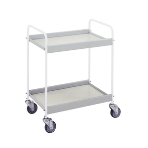 undefined, Beistellwagen, Stahlrohr pulverbeschichtet Tragfähigkeit 40 kg, 2 Etagen reinweiß RAL 9010, 4 Lenkrollen, davon 2 mit Doppelstopp, Beistellwagen, Stahlrohr pulverbeschichtet, Tragfähigkeit 40 kg, 2 Etagen, reinweiß RAL 9010, 4 Lenkrollen, davon 2 mit Doppelstopp