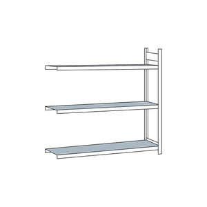 undefined, Weitspannregal, mit Stahlboden, Höhe 2000 mm Spannweite 2250 mm Anbauregal, Tiefe 500 mm, Weitspannregal Anbauregal WS2000 - H2000 x B2250 x T500 mm, 3 Ebenen, Stahl