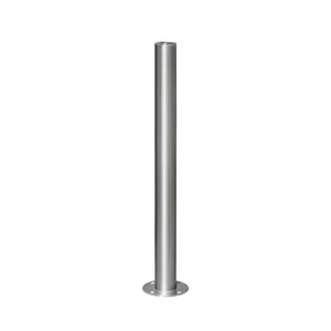 undefined, Edelstahl-Sperrpfosten mit Flachkopf mit Bodenplatte zum Aufdübeln, Ø 76 mm, Edelstahl-Sperrpfosten, mit Flachkopf, Bodenplatte zum Aufdübeln, Ø 76 mm