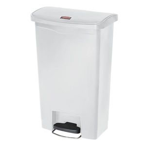 Rubbermaid, Rubbermaid Tretabfallsammler Volumen 50 l, BxHxT 456 x 719 x 292 mm weiß, Rubbermaid Tret-Abfallbehälter Slim Jim® mit Pedal an der Breitseite, Kunststoff, 50 l, weiss
