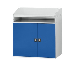 RAU, RAU Industrie-Stehpult mit offenem Fach über dem Schrank Breite 1100 mm, lichtgrau / enzianblau, RAU Industrie-Stehpult, mit offenem Fach über dem Schrank, Breite 1100 mm, lichtgrau / enzianblau