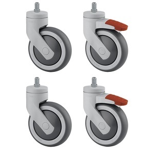 TENTE, TENTE Kunststoffrolle, Set-Angebot 2 Lenkrollen mit Doppelstopp und 2 Lenkrollen, Gewindestift Rad-Ø x Breite 75 x 25 mm, TENTE Kunststoffrolle, Set-Angebot, 2 Lenkrollen mit Doppelstopp und 2 Lenkrollen, Gewindestift, Rad-Ø x Breite 75 x 25 mm